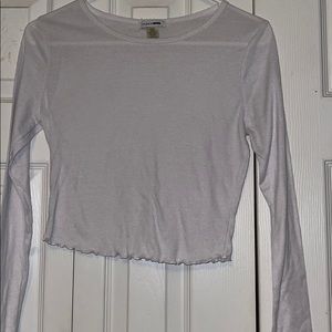 Fashion nova white cropped long sleeve shirt